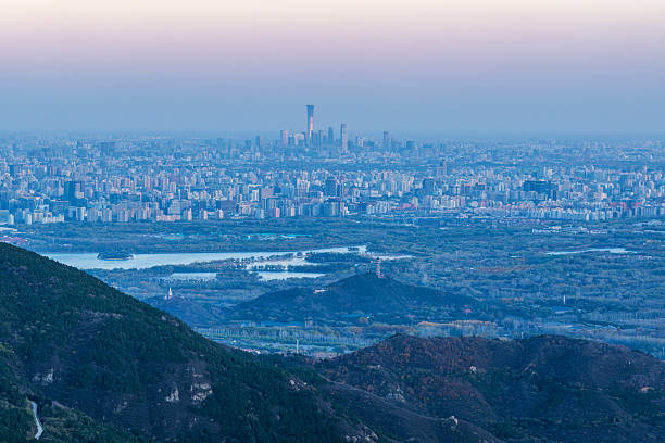 Beijing, China - 9th November 2025 - Distant view of Beijing city skyline from Western Hills