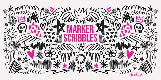 Marker Scribbles Design Elements vector art illustration