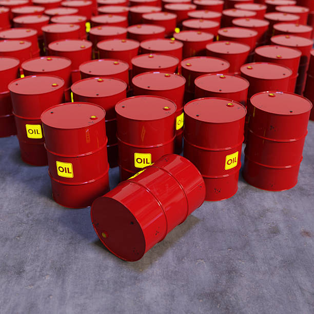 istock RED OIL BARRELS 2245938811