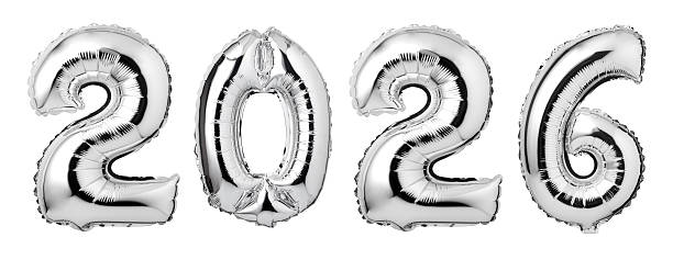 istock Numbers 2026 made of  silver balloons 2245942003