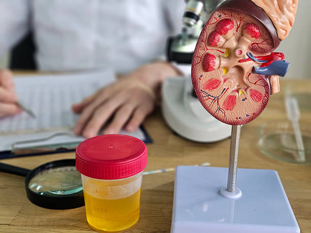 istock Doctor analyzing kidney model with urine sample in medical laboratory 2245942704