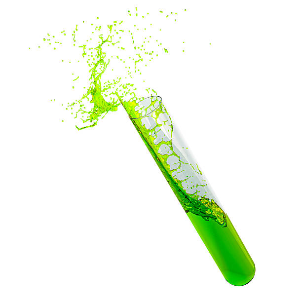 istock Test tube with green liquid and splash. 3D rendering 2245951754