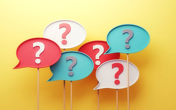 istock Colorful Question Mark Text in Colorful Speech Bubble on Yellow Soft Infinite Background 2245962156