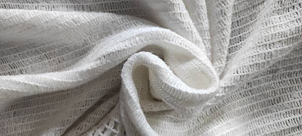 istock Soft White Textile Fabric Displaying Intricate Patterns and Textures Ideal for Fashion and Home Decor Projects 2245966599
