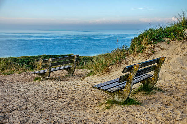 Two benches by the sea
