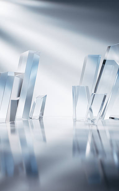 istock Transparent blue cube glass geometries background, 3d rendering. 2245970204