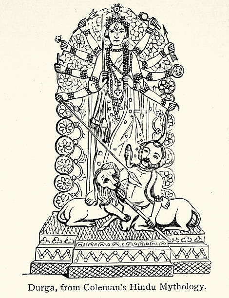 istock Durga is a principal goddess in Hinduism, revered as the protector of the universe, a warrior, and a manifestation of divine feminine energy known as Shakti, Vintage illustration, 19th Century, Victorian 2245970276
