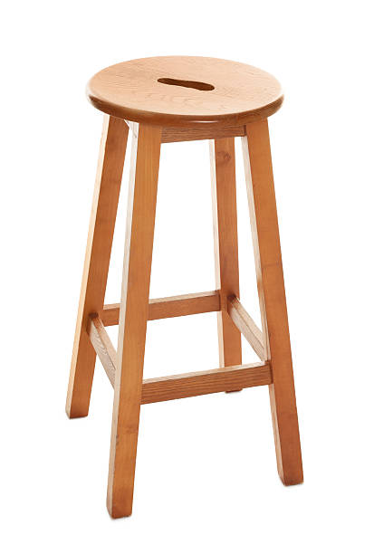 istock Wooden bar stool isolated on white. Used stuff 2245975228