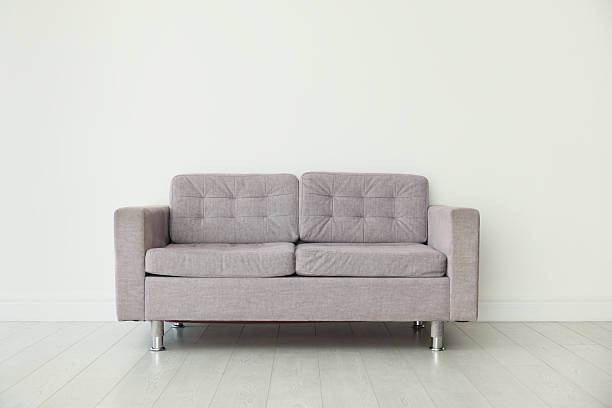 istock Comfortable gray sofa near white wall in room 2245975343