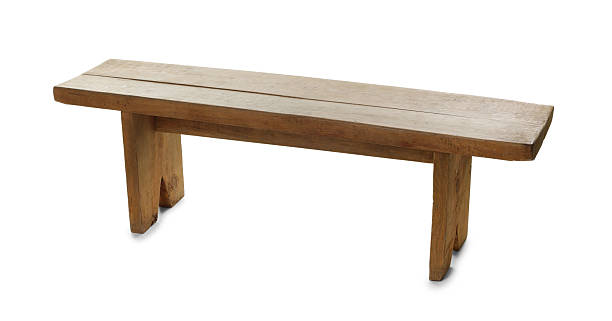 istock Wooden bench isolated on white. Used stuff 2245975407