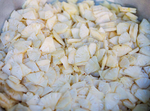 Pineapple cut into several pieces.