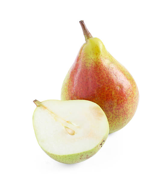 istock Whole and cut ripe pears isolated on white 2245977157