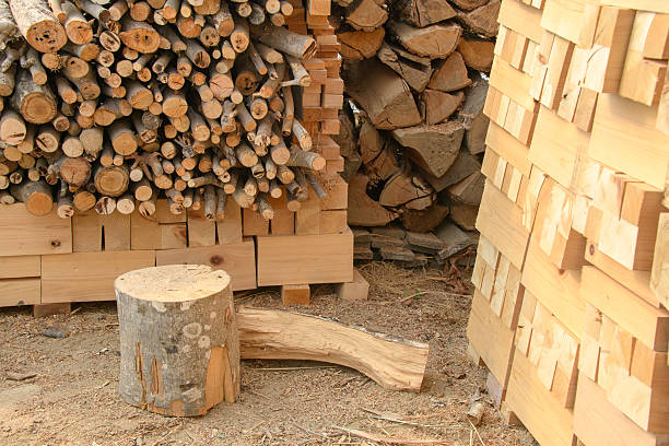 Stacked lumber for a wood stove