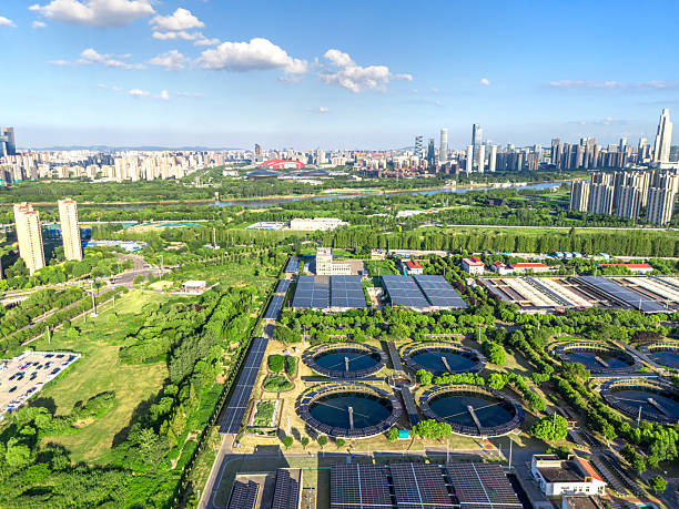 istock Solar power station and sewage treatment plant 2245985404