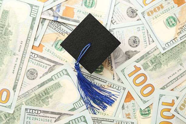 istock Scholarship. Graduate hat on dollar banknotes, top view 2245989762