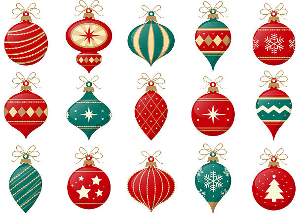 Retro Christmas balls, isolated on white background