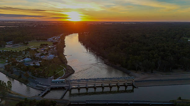istock Yarrawonga Weir and the Murray River as the sun sets over the horizon 2245991307