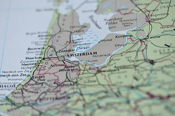 istock Close-up of Map Showing Amsterdam and the Netherlands 2245992710