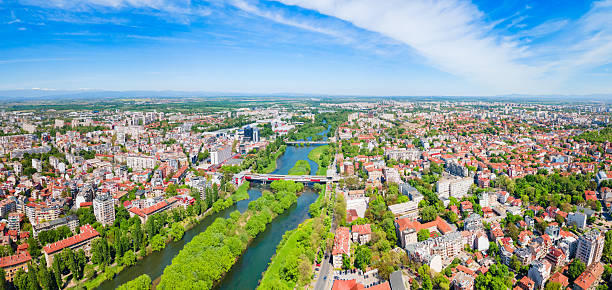 istock Plovdiv city centre aerial panoramic view in Bulgaria 2245993542