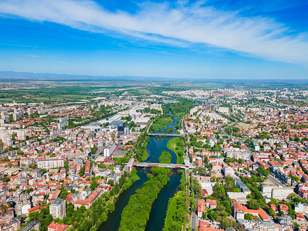 istock Plovdiv city centre aerial panoramic view in Bulgaria 2245993564