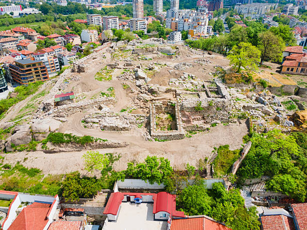 istock Nebet Tepe ancient city aerial view in Plovdiv 2245993614