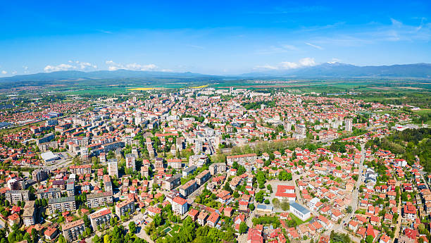 istock Kazanlak city centre aerial panoramic view in Bulgaria 2245993664