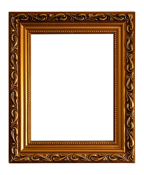 istock Vertical ornate golden picture frame with decorative carving, isolated on white background. Ideal for luxury artwork and vintage mockup design 2245994333