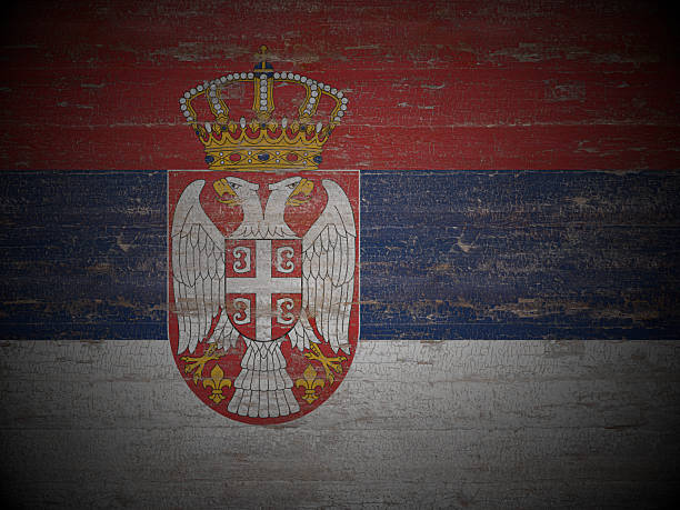 istock Old wooden Serbia flag 2245996543