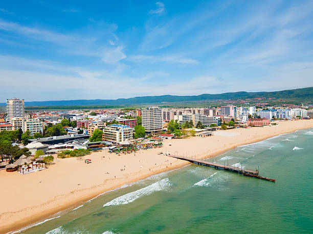 istock Sunny Beach or Slanchev Bryag aerial panoramic view, Bulgaria 2245997025