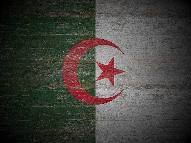 Old wooden Algeria flag background. 3d illustration.