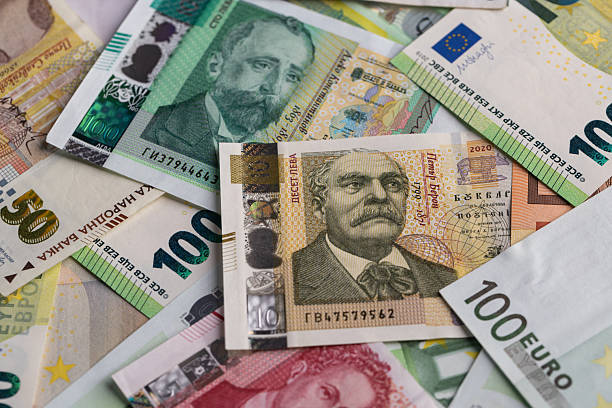 istock Bulgarian Leva and Euro Banknotes Scattered Full Frame Background 2246007451