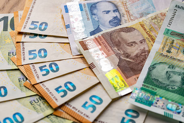 istock Bulgarian Leva and Euro Banknotes Scattered Full Frame Background 2246008211