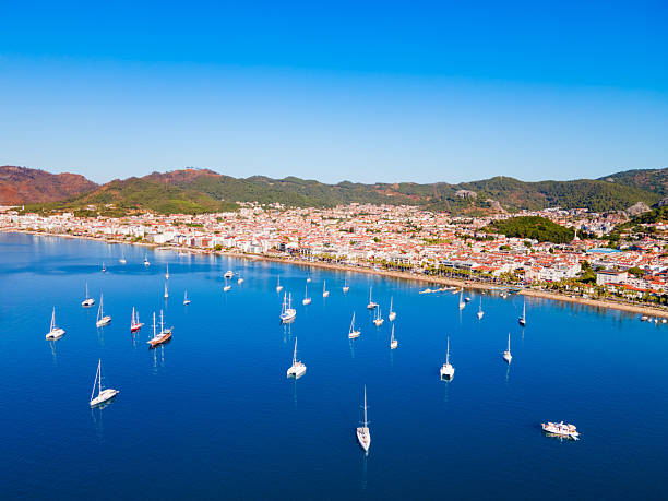 istock Marmaris beach aerial panoramic view in Mugla Province in Turkey 2246009087