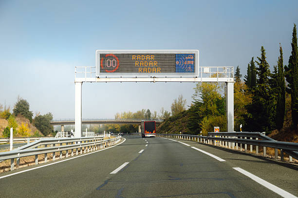 Speed radar / camera sign on a highway