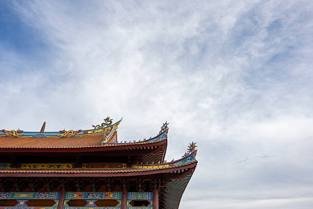 Yellow Temple Roof with Dragon Statues