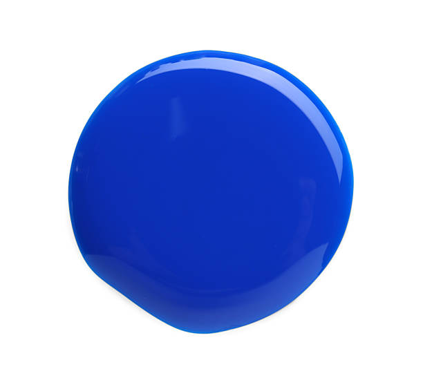 istock Sample of blue nail polish isolated on white, top view 2246016701