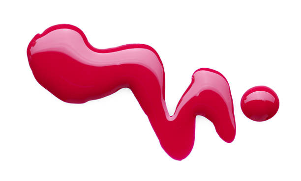 istock Sample of crimson nail polish isolated on white, top view 2246016754