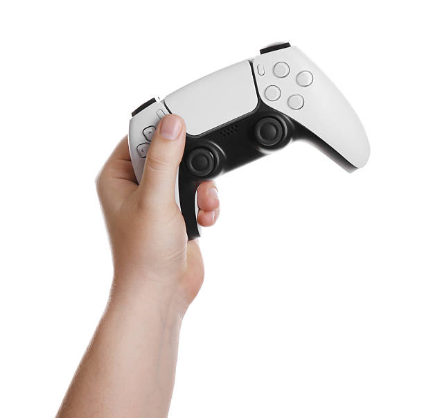 istock Woman holding wireless game controller on white background, closeup 2246023736