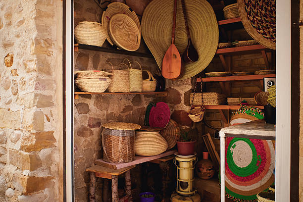 istock Cozy Storage with Woven Baskets and Colorful Hats 2246038542