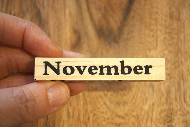 istock November word on wooden cube with wooden background 2246043496