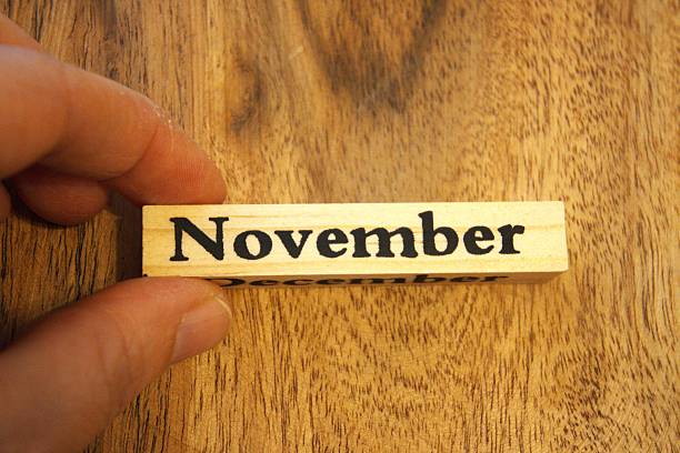 istock November word on wooden cube with wooden background 2246043530
