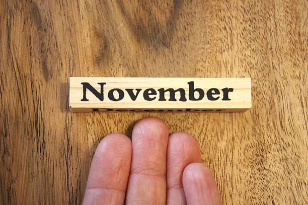 istock November word on wooden cube with wooden background 2246043565