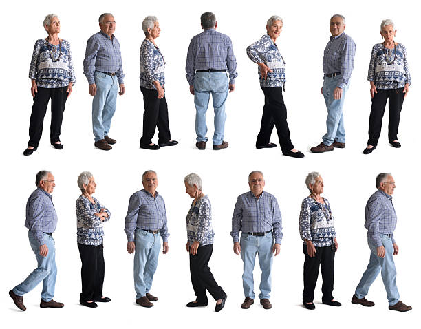 istock group of  various pose of same senior couple on white background 2246051760