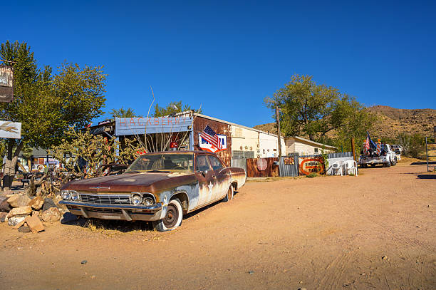 A dilapidated, classic, vintage motel sign in the desert of Arizona