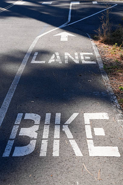 istock Bike Lane Directional Sign on Asphalt Shoulder 2246059781