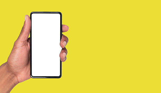 Blank phone screen ready for app ad or promotional banner, modern hand-held digital device concept.