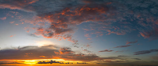 istock Getting dark at sundown. Sunset sky with scattered clouds of bright colors 2246068349