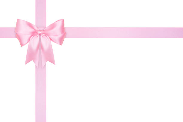 Pink Bow and Crossed Ribbon Isolated on White Background, Clipping Path Included