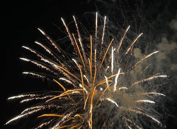 istock Close-Up Fireworks Display Lighting Up the City Skyline at Night 2246074372
