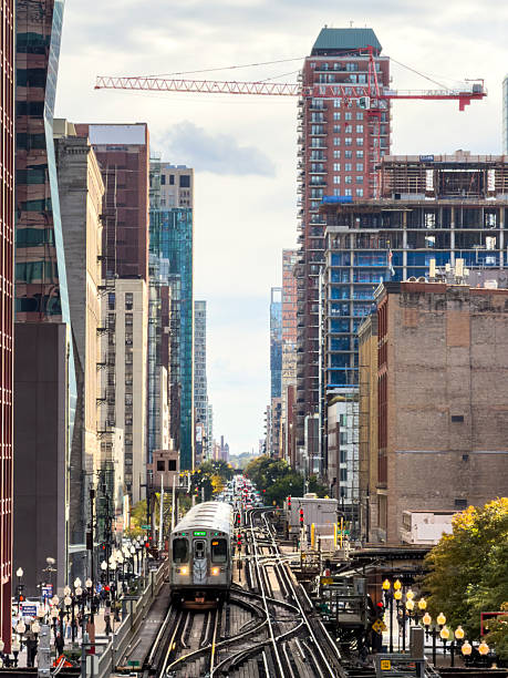 istock Downtown Chicago with office buildings and the L-train 2246081156